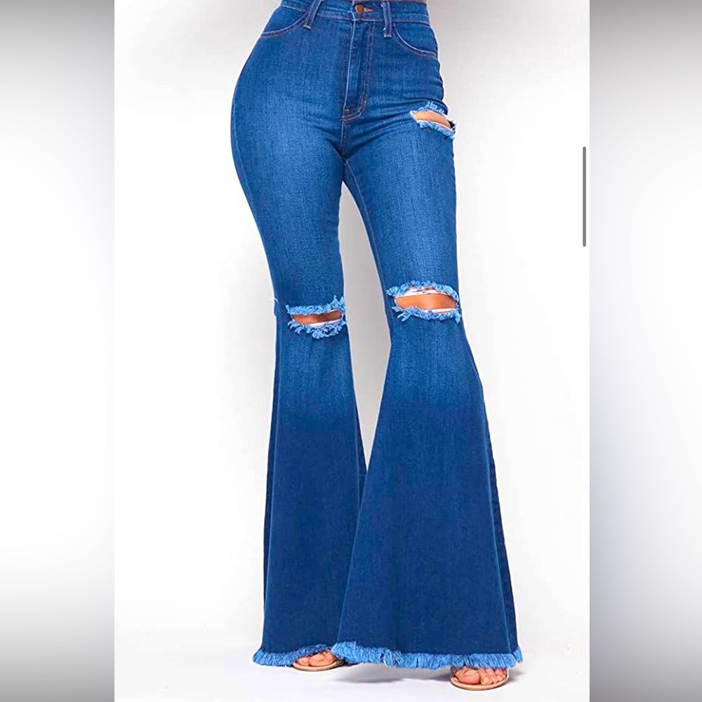 Womens high waisted bell bottom jeans